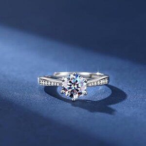 1ct Moissanite Women's Ring S925 Sterling Silver Pave Solitaire Diamond